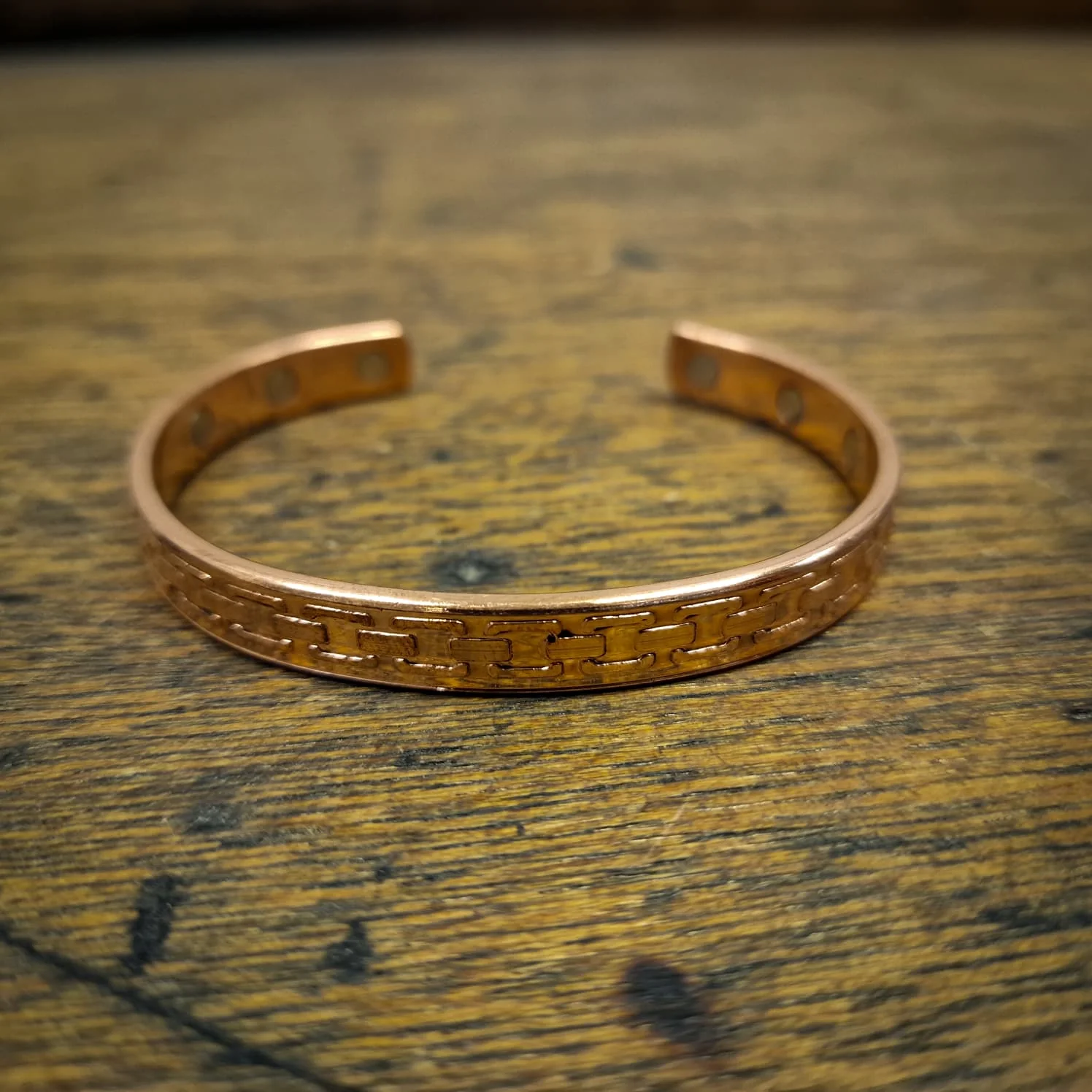 Copper round Bike Chain Cuff - Line End