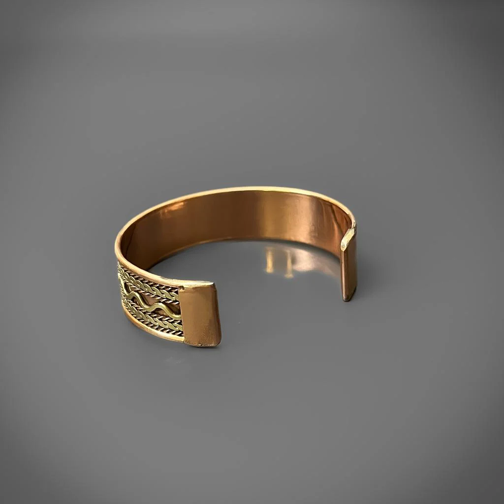 Decorated Wide Copper & Brass Cuff - Image 2