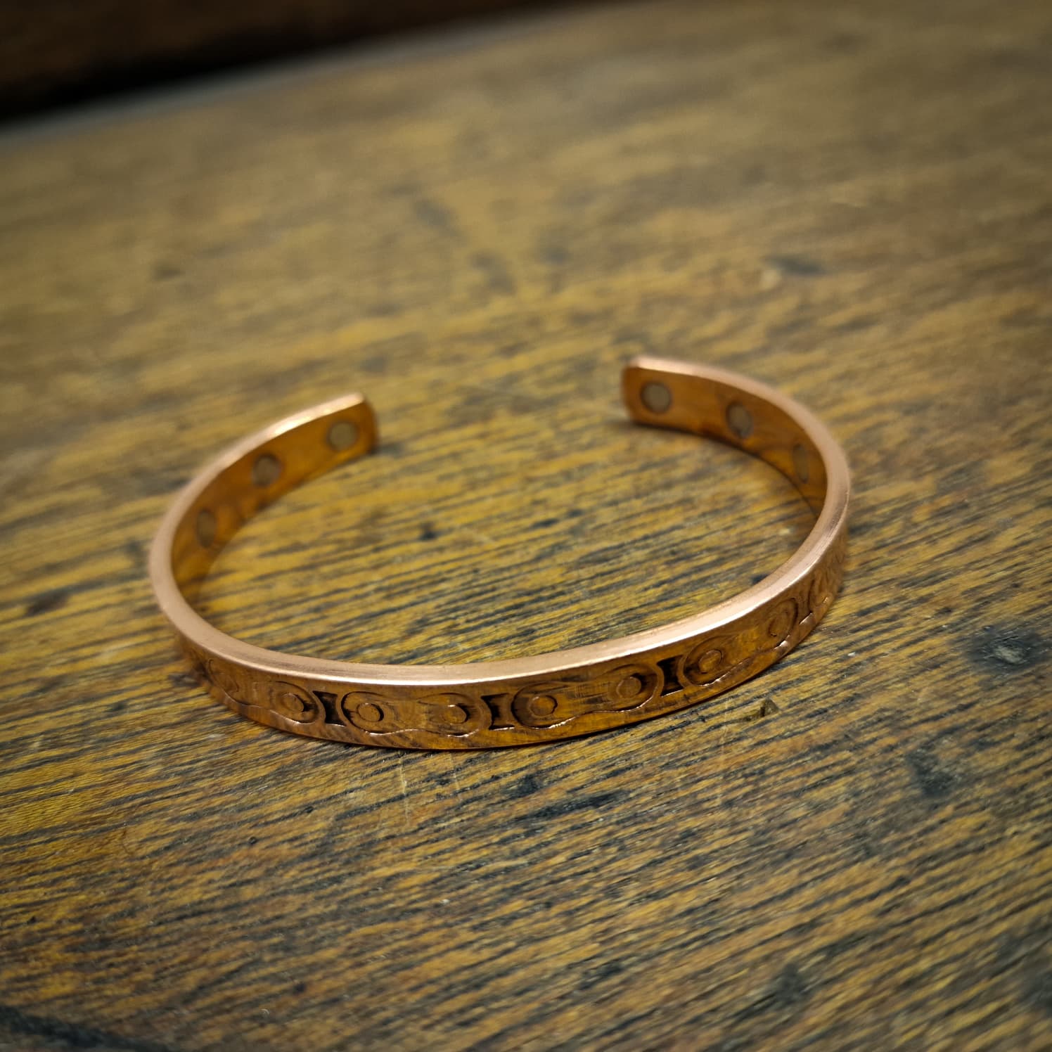 copper square bike chain cuff - Line End