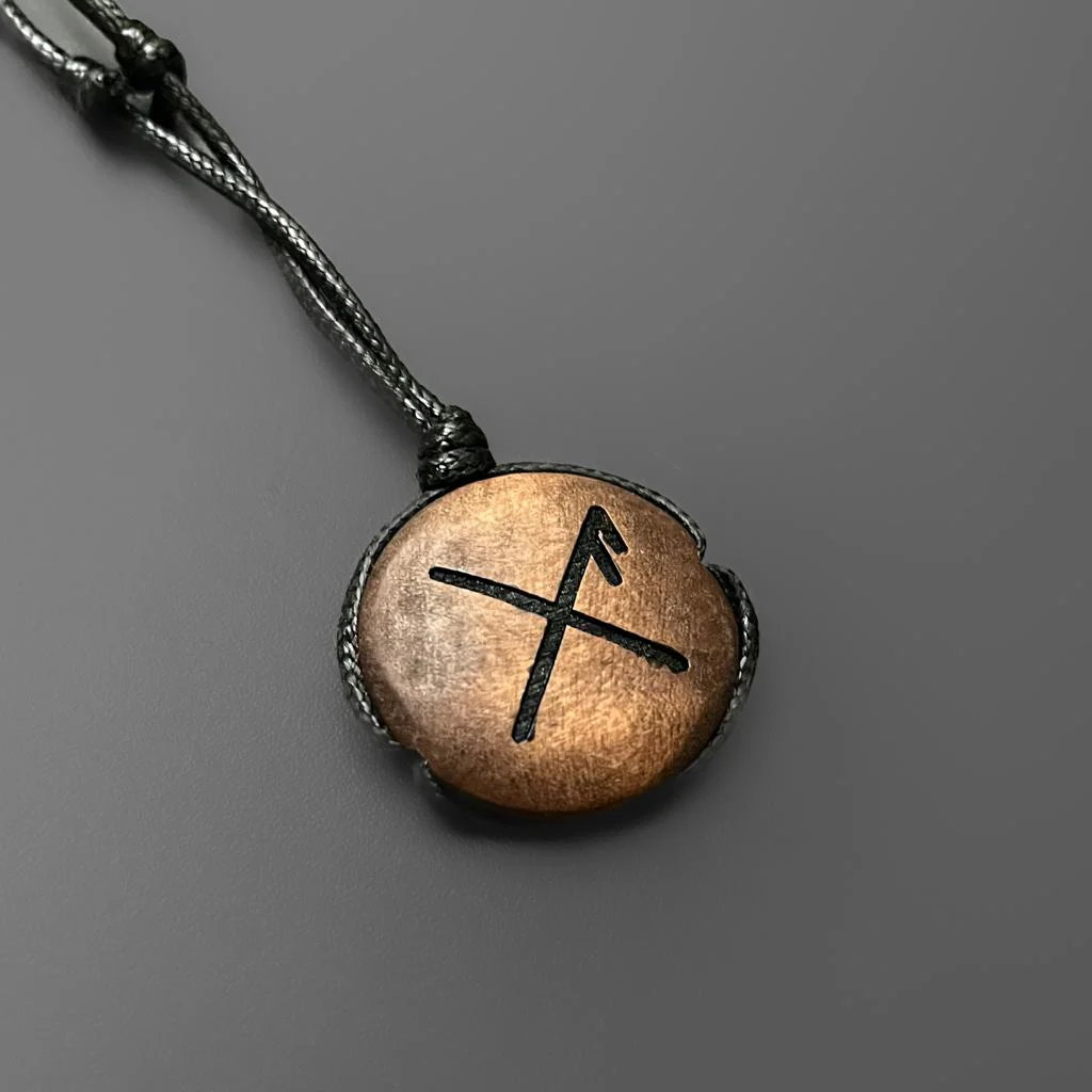 Engraved Wood Bind Rune Pendant - Image 3