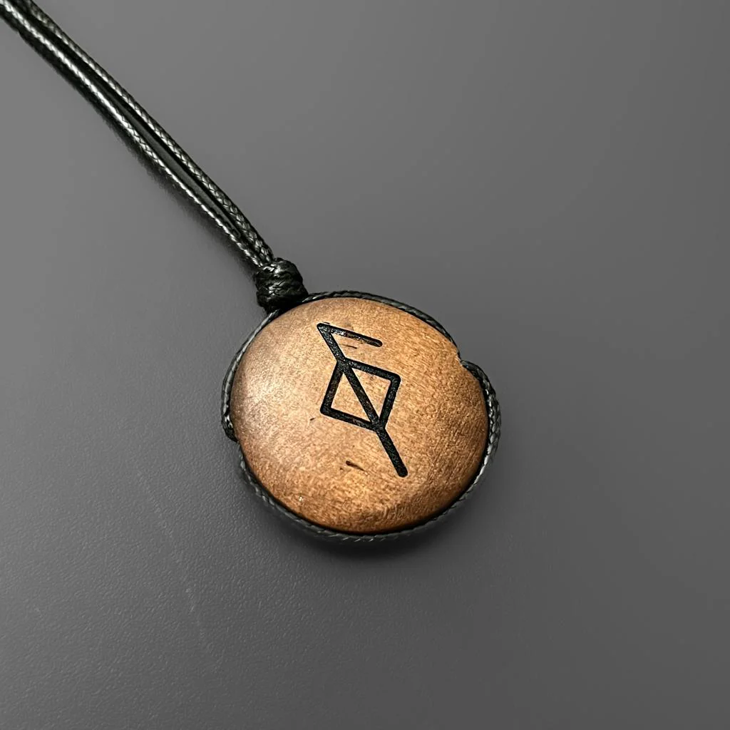 Engraved Wood Bind Rune Pendant - Image 4