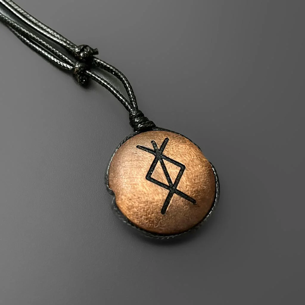 Engraved Wood Bind Rune Pendant - Image 7