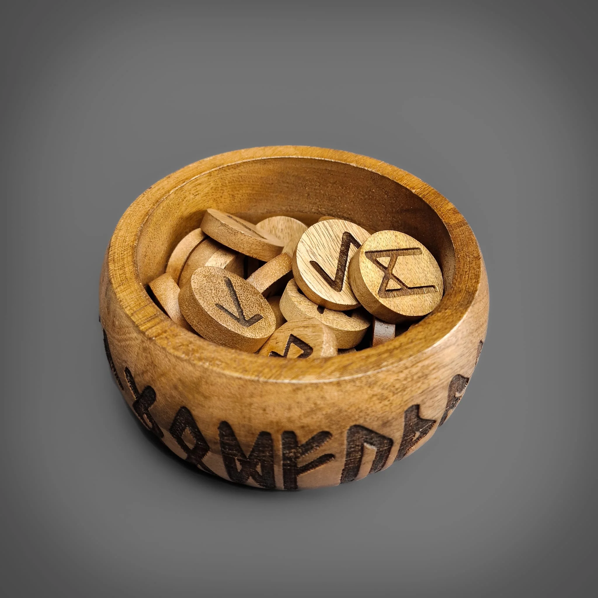 Luxury Elder Futhark Rune Set in Wooden Bowl - Image 2