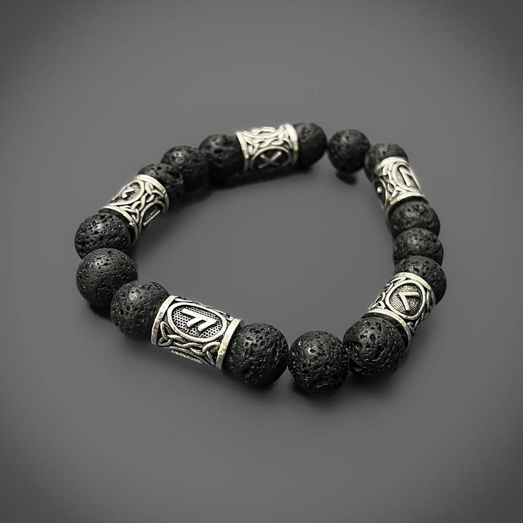 Lava Stone Rune Bracelet
