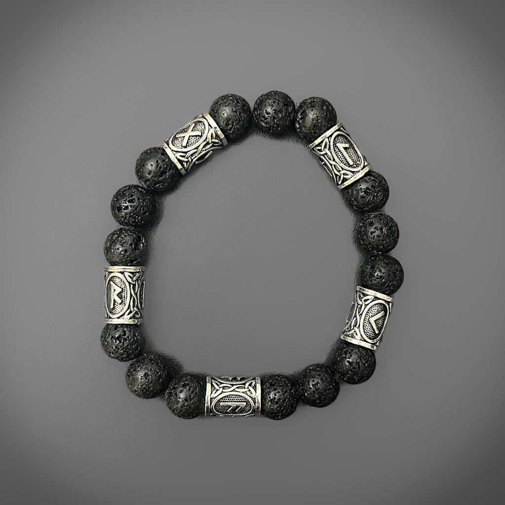 Lava Stone Rune Bracelet - Image 2