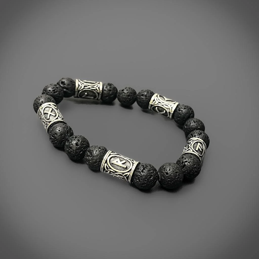 Lava Stone Rune Bracelet - Image 3