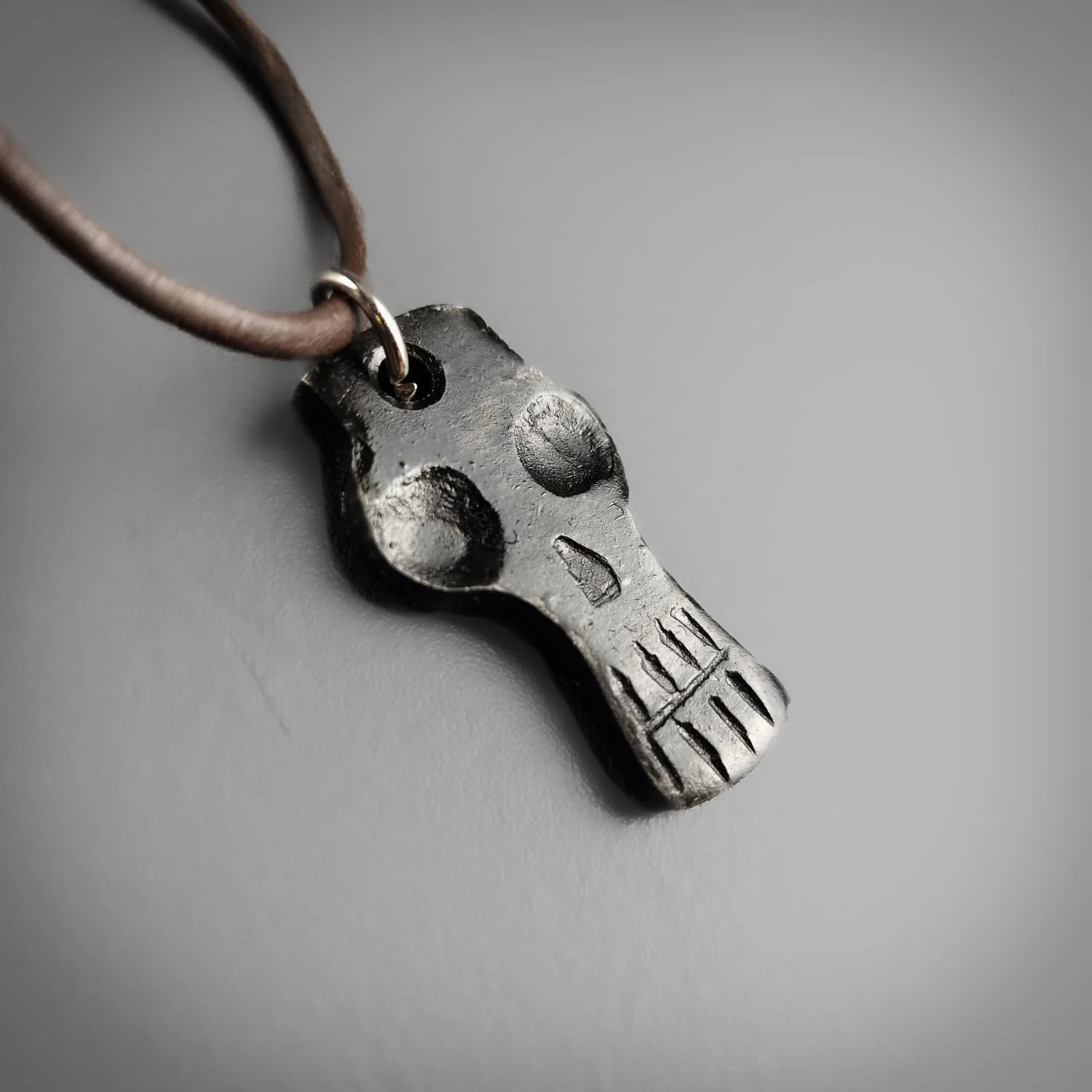 Long Forged Skull Pendant