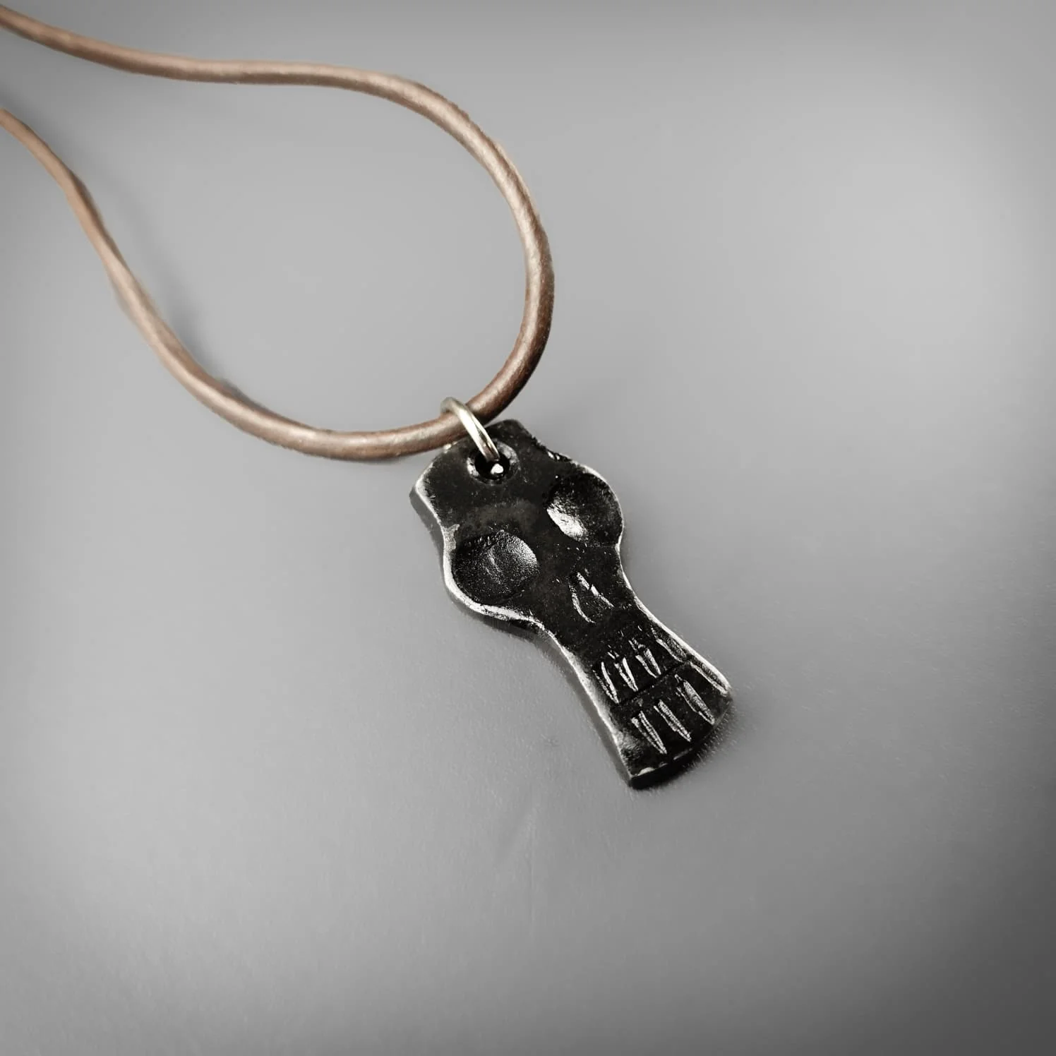 Long Forged Skull Pendant - Image 2