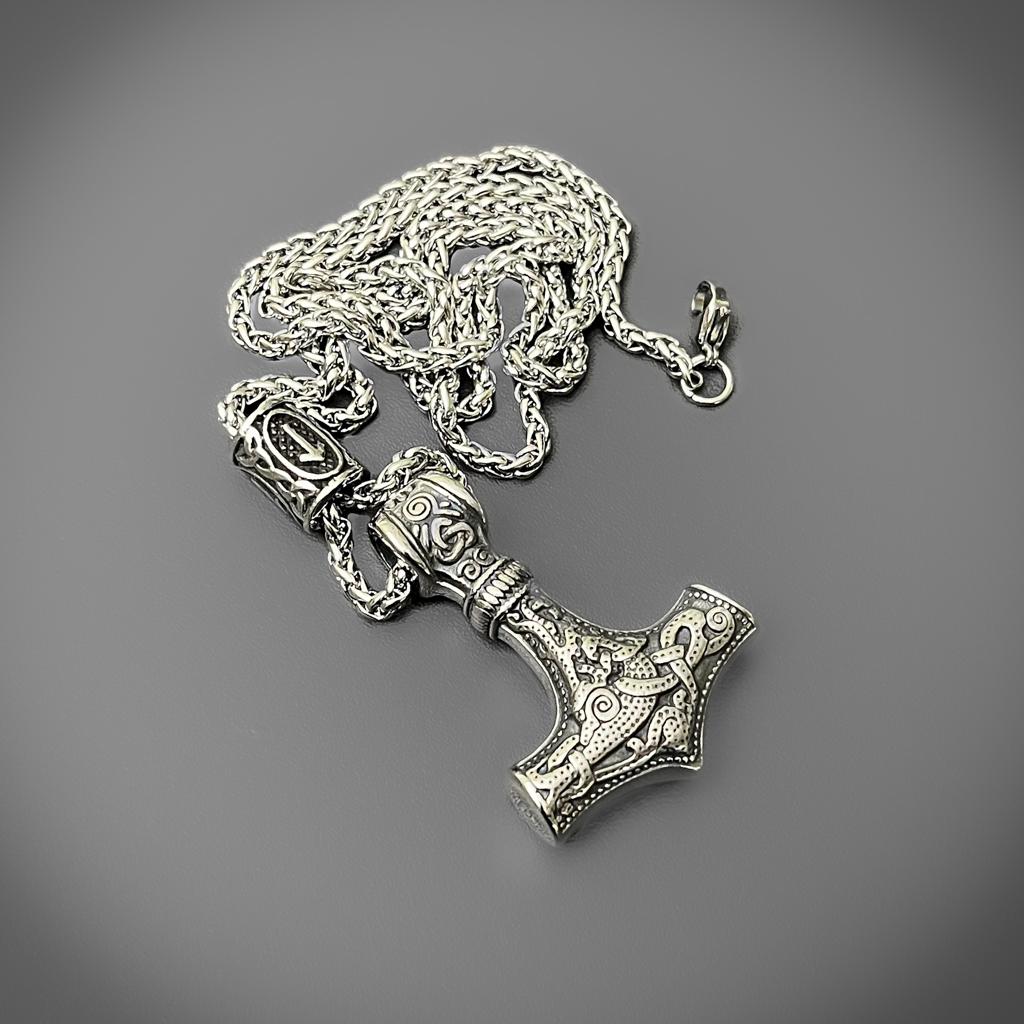 Runed Mjolnir Pendant - Image 5
